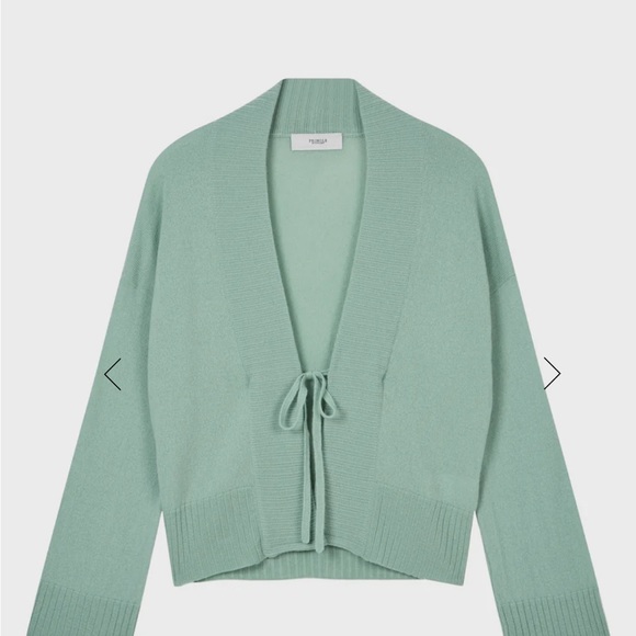 Women's Lightweight Cashmere Open Cardigan With Tie In Aniseed Green - Picture 2 of 5